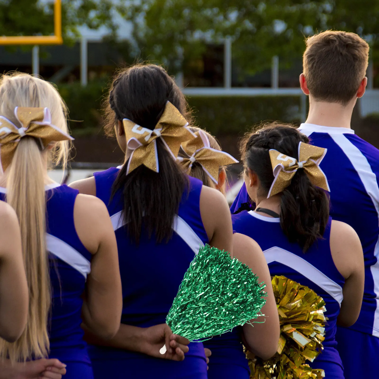 10 pcs 5 Pairs 25G Cheerleader Pom Poms Plastic Lightweight Durable Glossy Finish Ring Handle Smooth Edge For