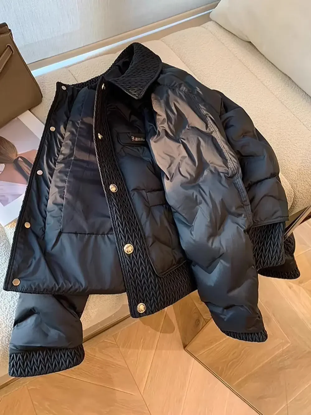 Autumn Winter Lightweight Fashion Turn-down Collar Quilted Jacket Outerwear Female Warm Overcoats Women Cotton Padded Coats