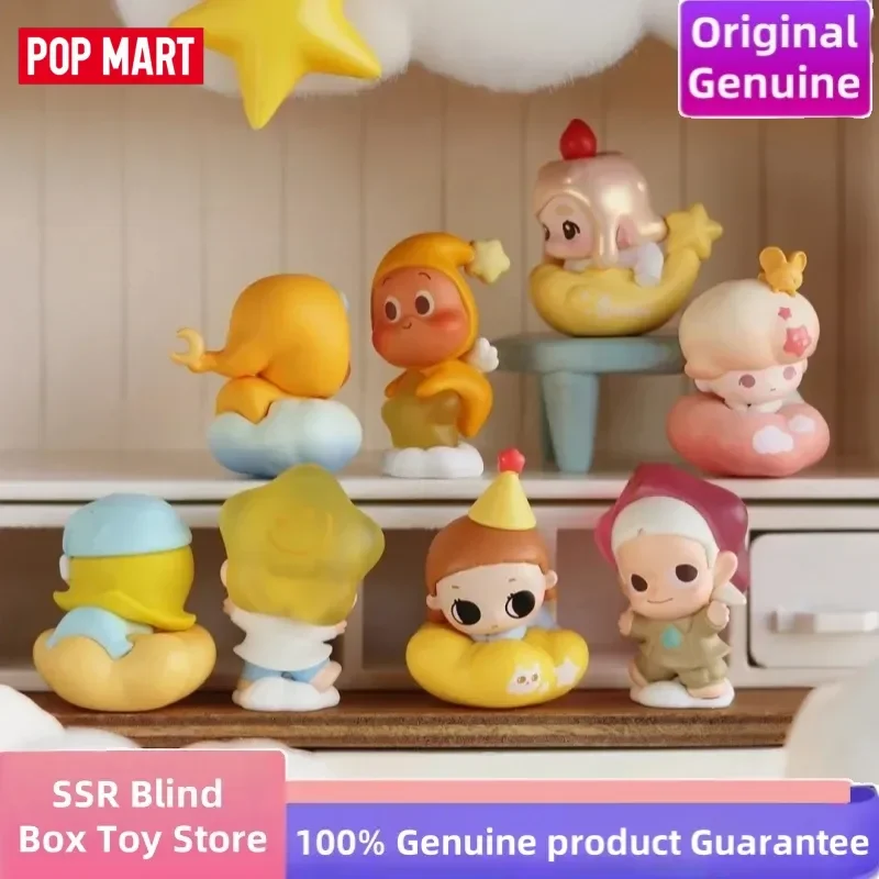 Auténtico POP MART Goodnight, Night Sky Series Pop Bean Blind Box Light Up Series Mini modelo lindo caja misteriosa chico bolsa ciega regalos