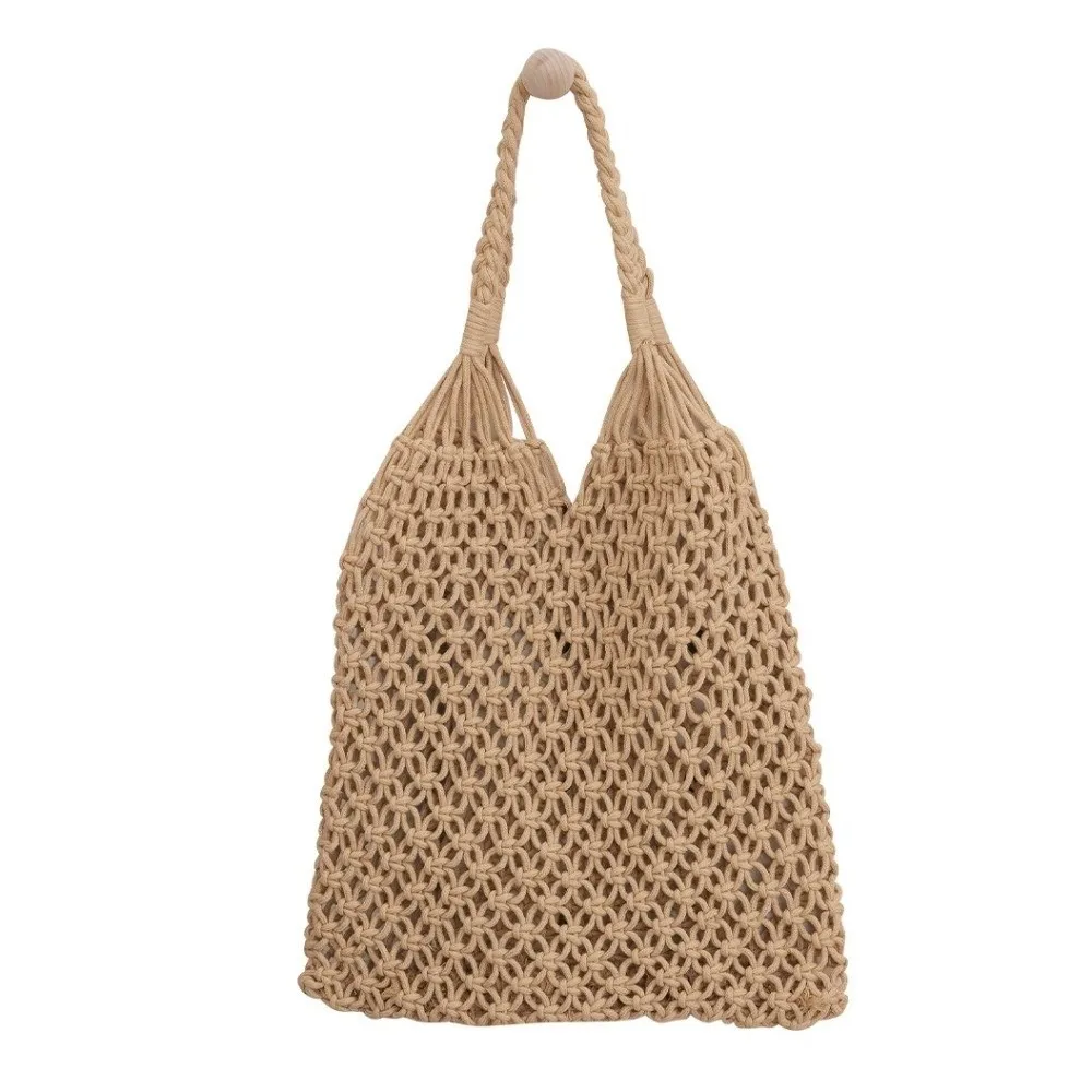 New Hollow Out Woven Tote Bag Handmade Bohemian Crochet Mesh Bag Straw Large Capacity Knitted Beach Bag Outdoor
