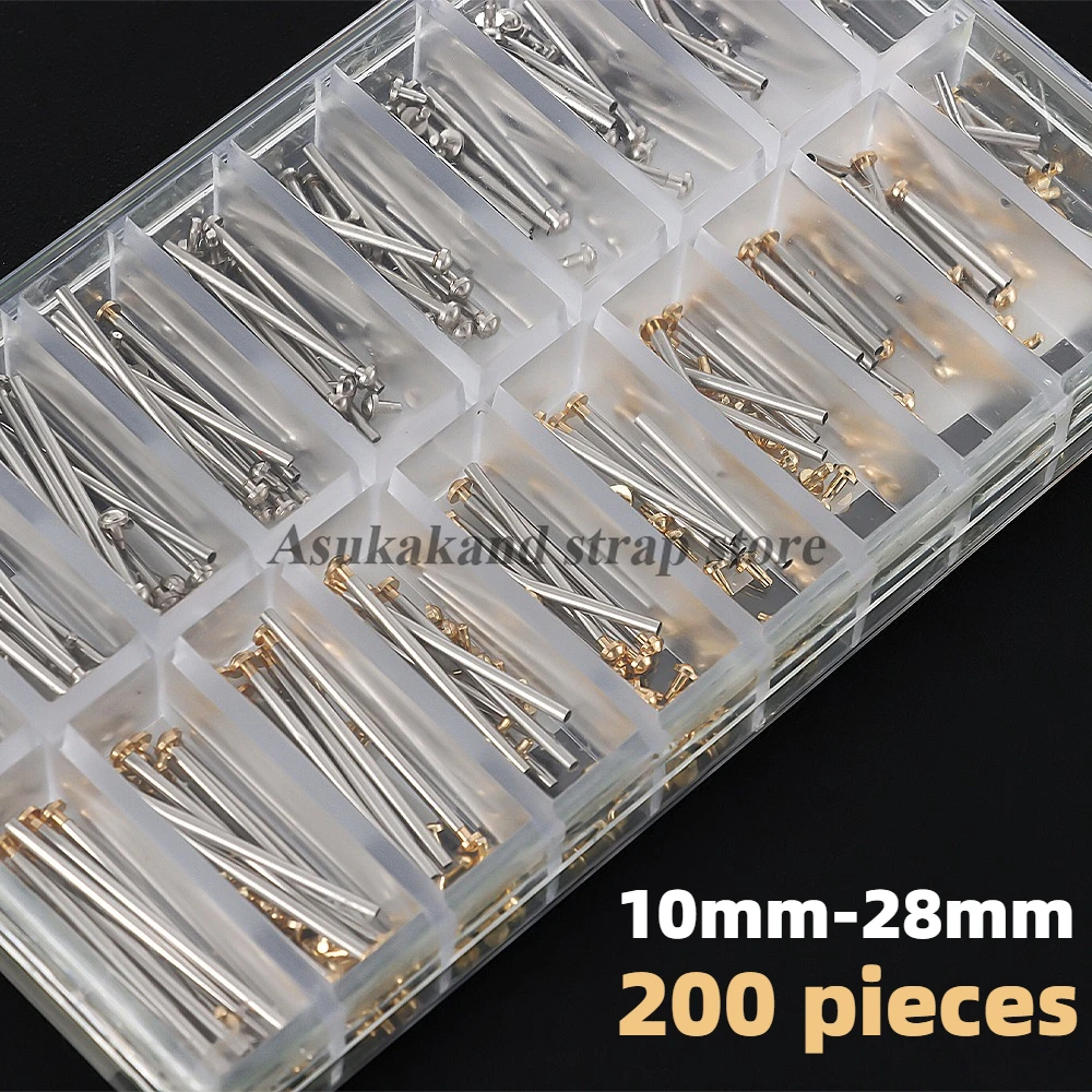 1 Box 10mm-28mm Watch Repair Tools Set Kits Watch Strap Screws Assortment Tube Friction Pin Clasps 200Pcs Bracelets Rivet Ends
