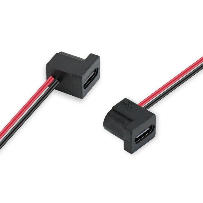 LN-005 USB Type-C Female Panel Mount Cable 2Pin PH2.0 Tinned Ends Embedded Charging Socket