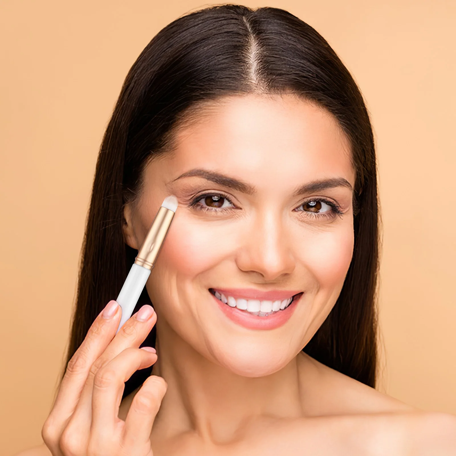 

3Pcs Concealer Brushes with Cap for Under Eye Lip and Eyebrow Precision Application Travel-Friendly Makeup Applicator Blending