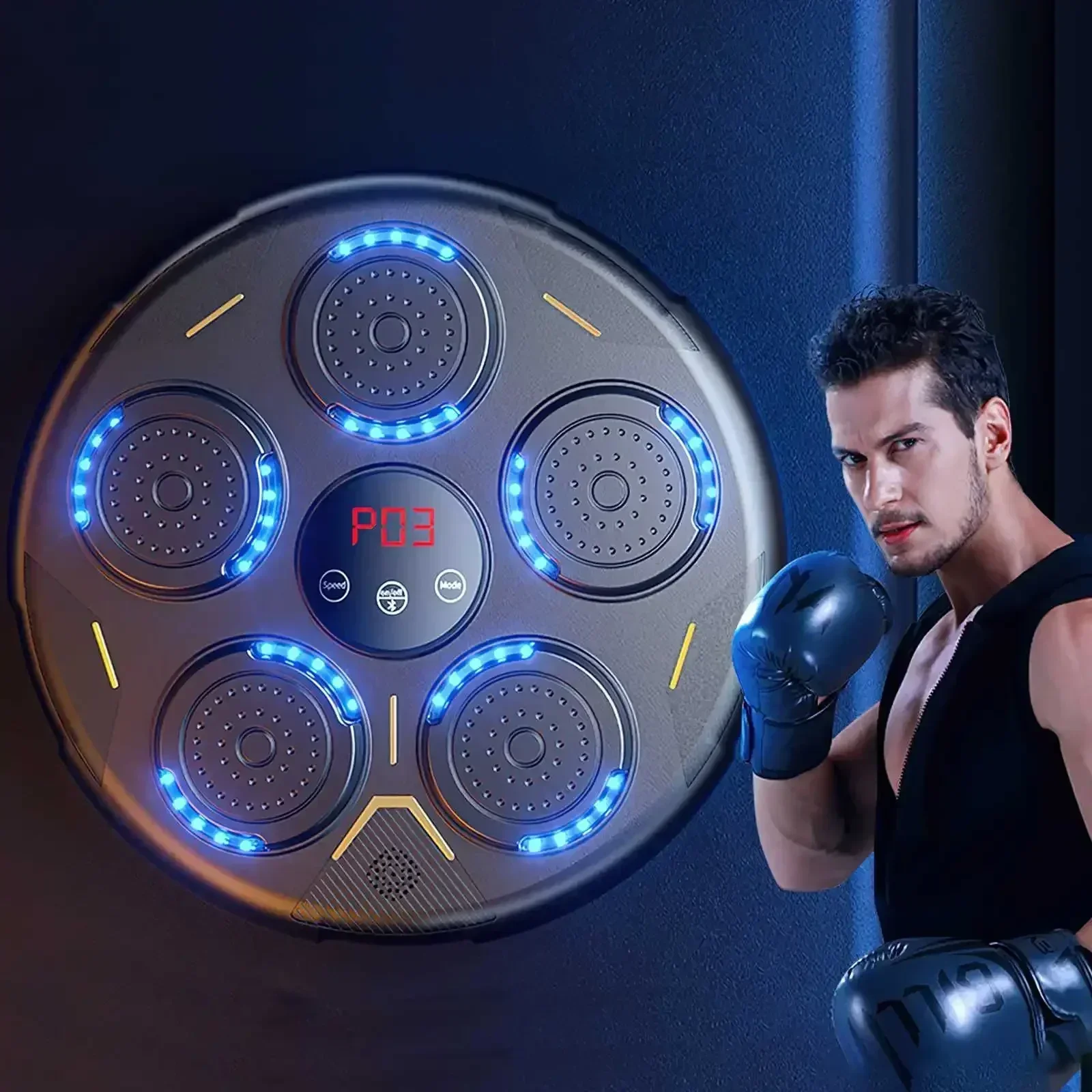 Smart Music Boxing Machine Wall Target, LED Lighted Sandbag, Relaxing Reaction Training Target for Boxing Sports Agility