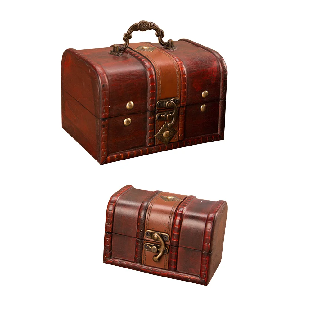 2 قطعة صندوق مجوهرات خشبي خمر قابل للقفل التخزين المنظم للأساور القلائد أقراط دبابيس مقاطع الشعر هدية صندوق ماكياج