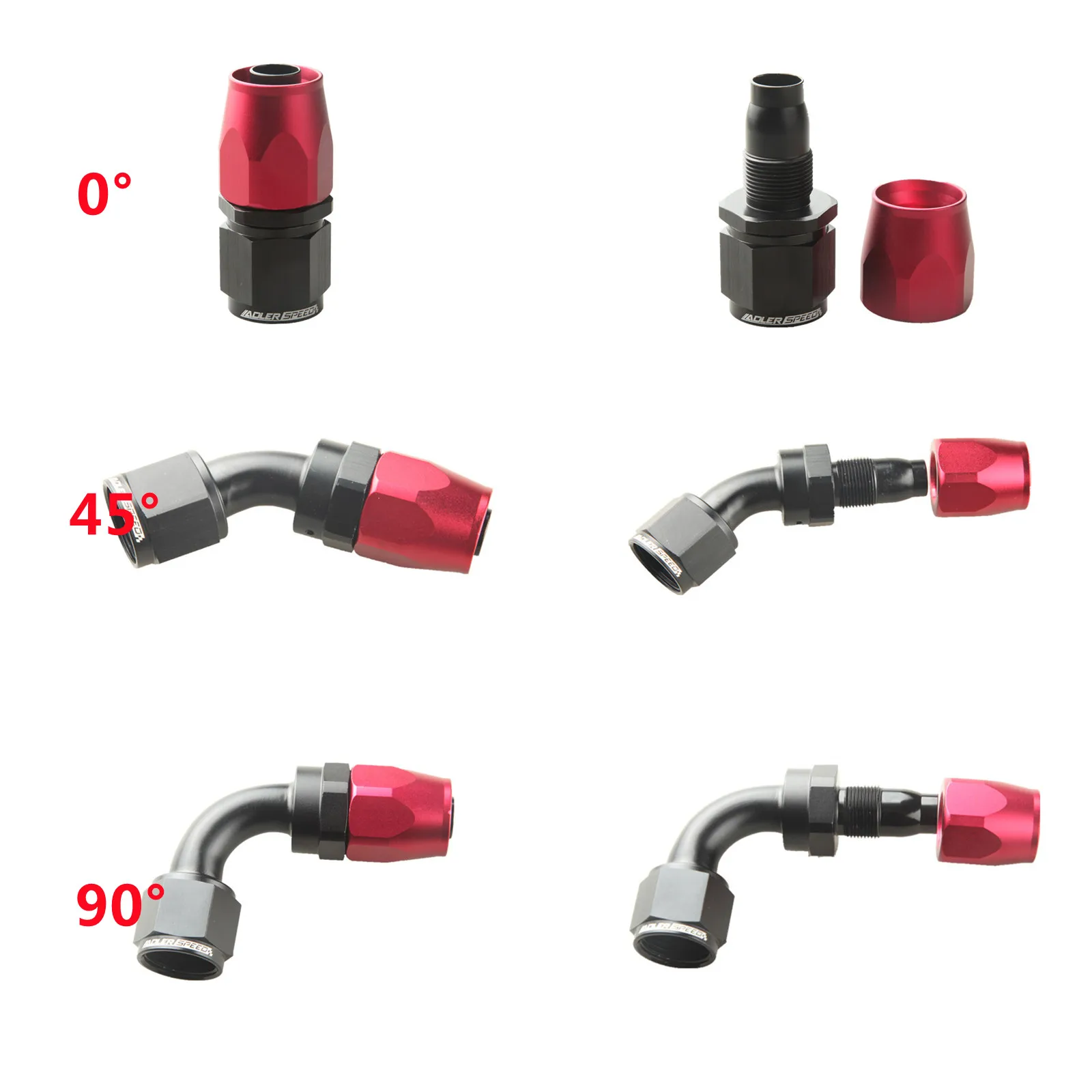 

Universal AN4/AN6/AN8/AN10/AN12 Straight 0 45 90 Degree Oil Fuel Swivel Hose End Fitting Oil Hose End Adaptor Kit Black Red