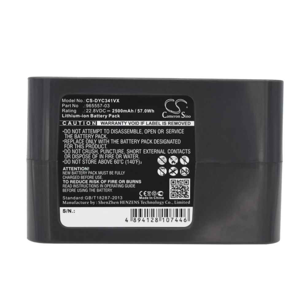 

Li-ion Vacuum Battery for Dyson, 22.8V, 2500mAh, Compatible Models: DC31 Animal, DC34, DC34 Animal, DC35, DC45, DC45 SV, DC56