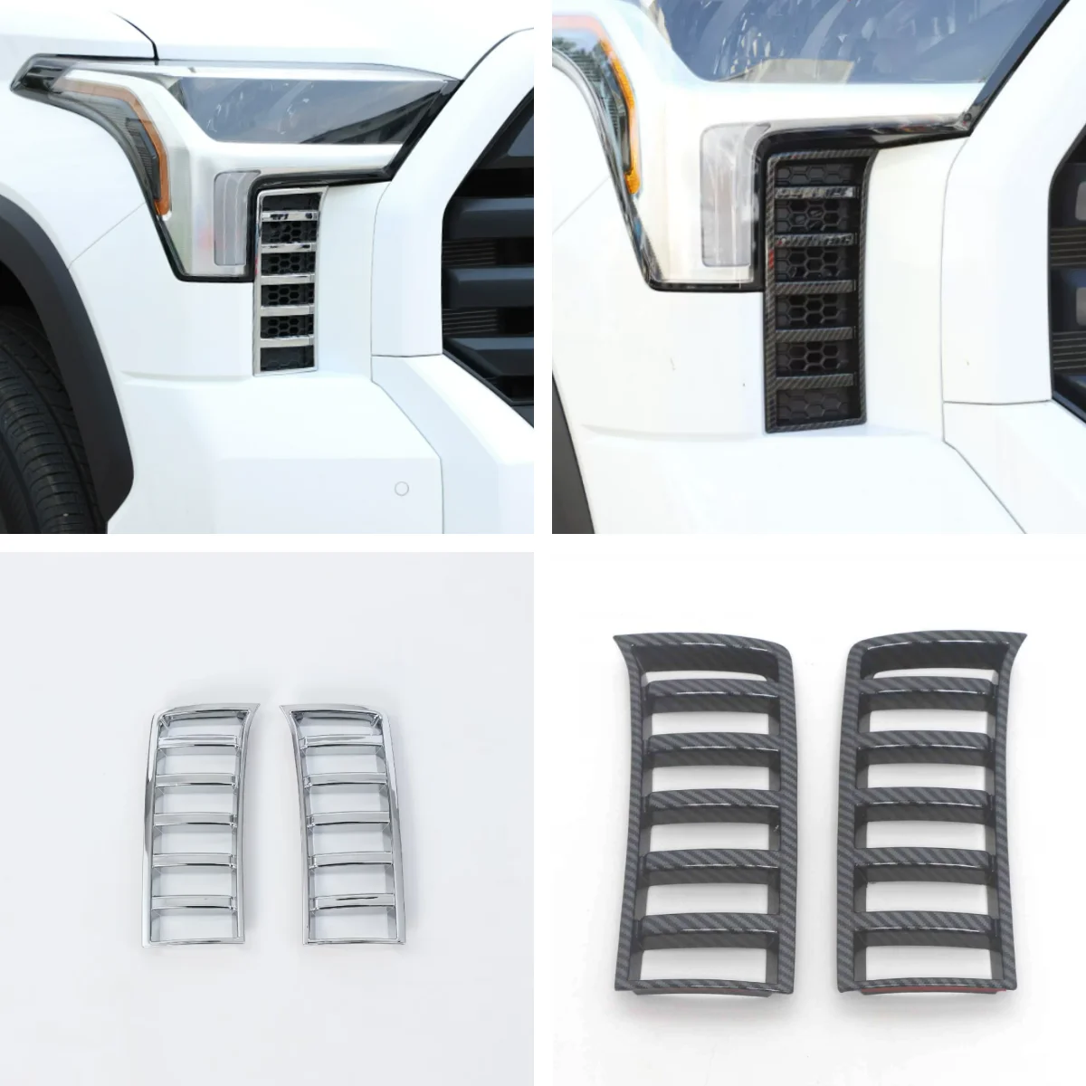 

For Toyota Tundra 2022 2023 Exterior Accessories Car Front Bumper Hood Vent Air Out Intake Grill Cover Trim 2PCS/SET