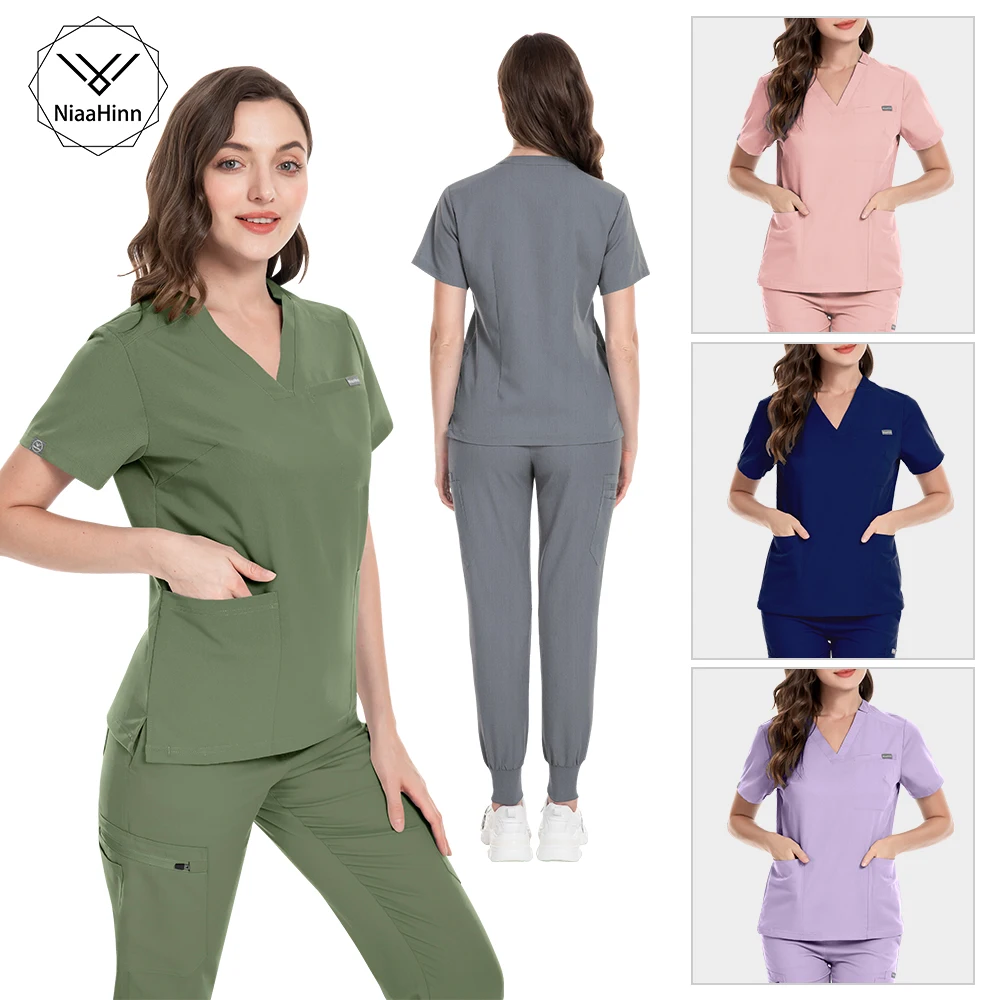 Niaahinn Multicolor Short Sleeved Pharmacy Nurse Uniform Hospital Doctor Workwear Oral Dental Surgery Uniforms Medical Scrub Set