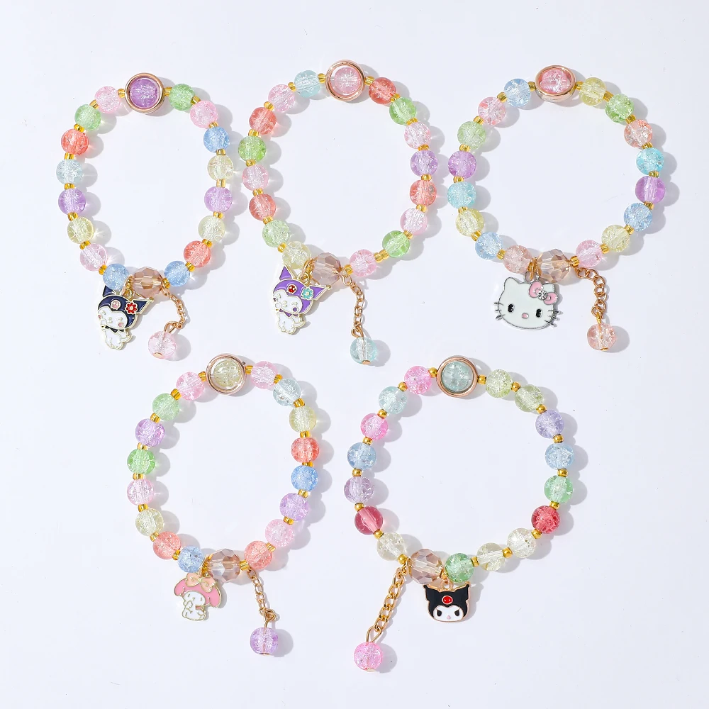 

Sanrio My Melody Kuromi Hello Kitty Bracelet Kawaii Crystal Bead Bracelet for Kids Cute Cartoon Themed Birthday Gift