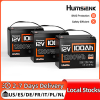 Humsienk 12V 100Ah LiFePO4 Battery With 3 Pack A+ Cell Deep Cycle For Cycle,Battery,Max.3840W Load Power,for RV, Solar,Overland