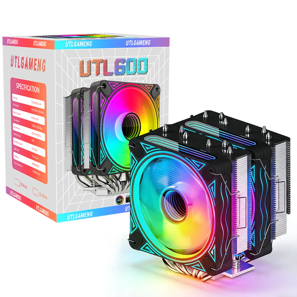 

ARGB CPU Cooler with 6 Heat Pipes, Dual 120mm PWM Fans, 1800RPM Speed, for AMD:AM4 AM5/Intel LGA 1700/1150/1151/1200,PC Cooler