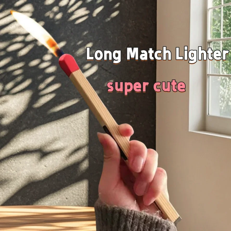 Super Cute Match Lighter 260mm Long Handle Ignition Electronic Ignition Lighter Classic Open Flame Kitchen Ignition Smoking Gift