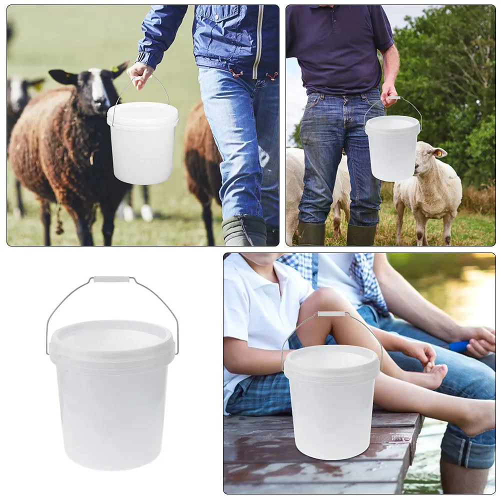 

2Pcs Sealed Storage Buckets Durable Round Paint Buckets 10L Leak-Proof Lids Portable Multi-Functional Color Mixing Containers