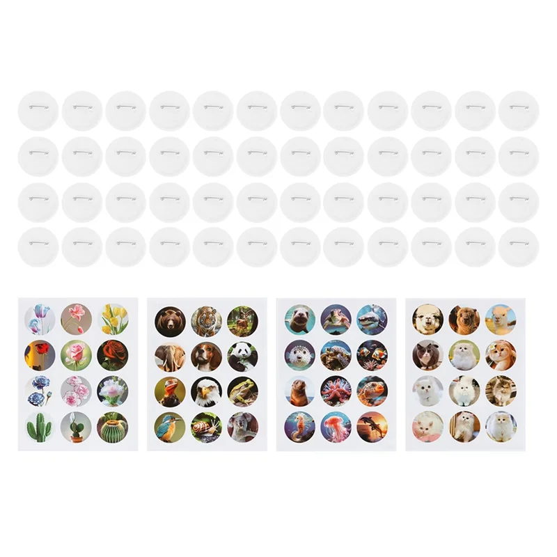 AEF7-Eenvoudige Badges Button Maker Machine Button Deel, DIY Pin Badge Button Press Machine 48 Stuks Knop Onderdelen