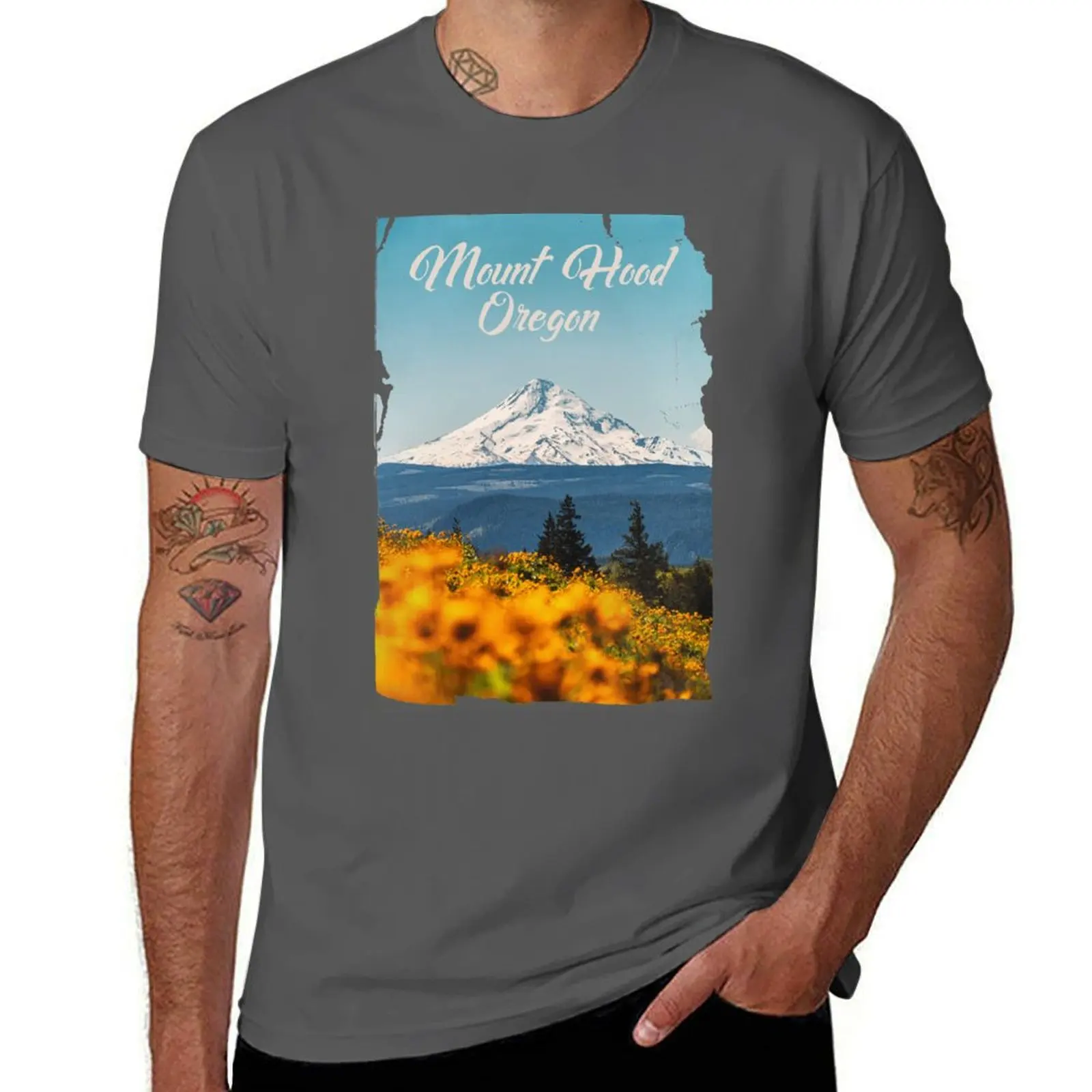 

Picture Mount Mt - Oregon Hood Hood T-Shirt Work Outdoor Short Sleeve Tee