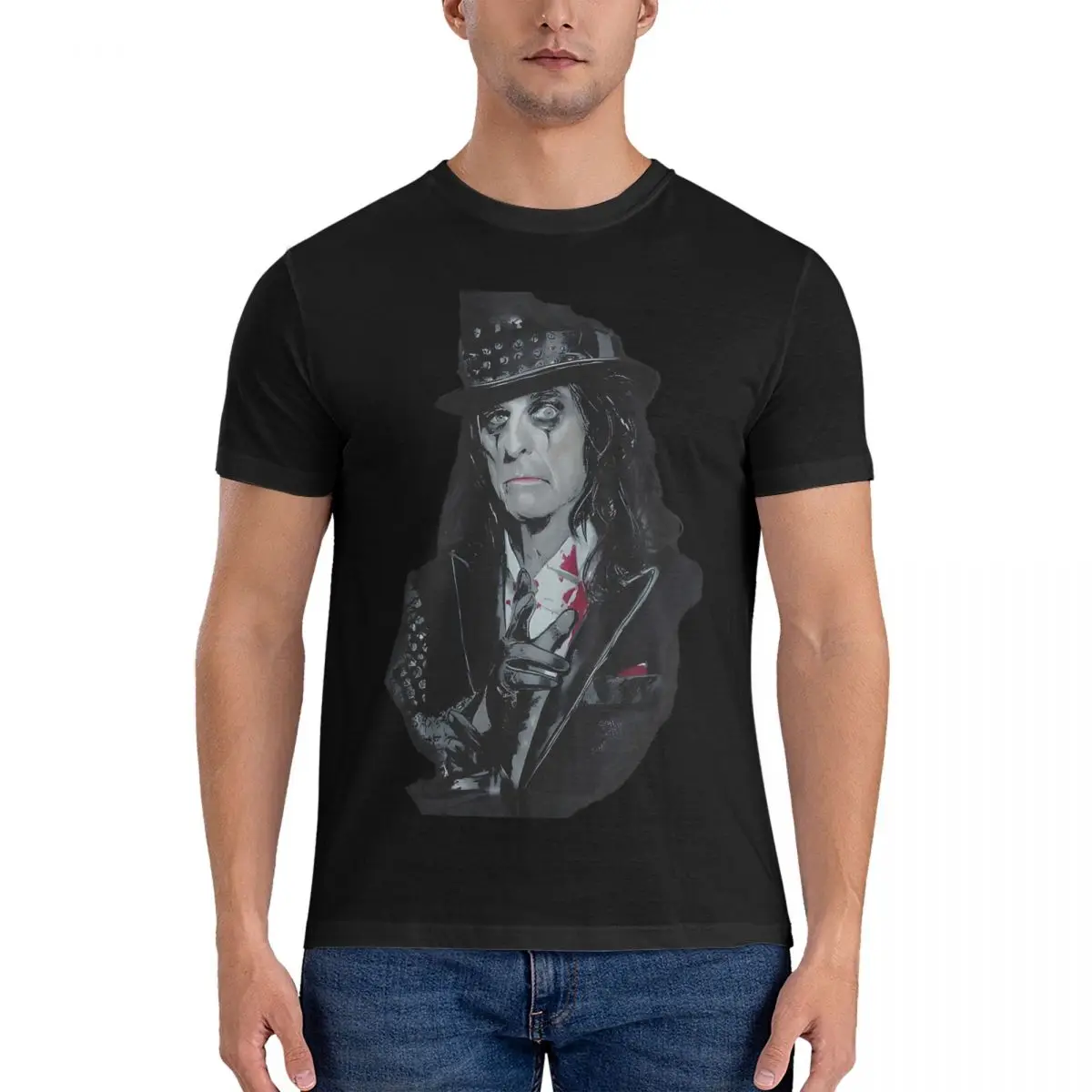 Music - Too Close For Comfort Tour 2023 Men T Shirt Alice Cooper Fashion Tees Short Sleeve Round Neck T-Shirts 100% Cotton