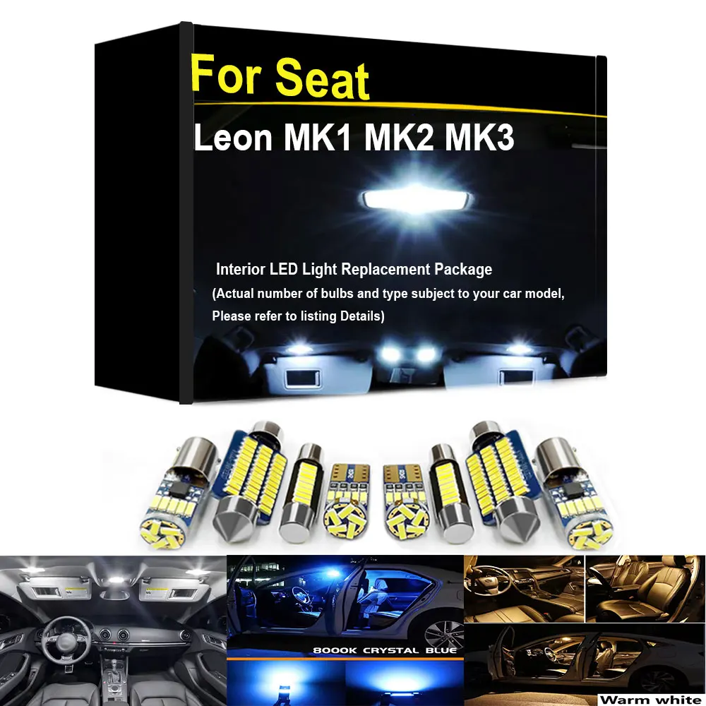 

For Seat Leon MK1 MK2 MK3 1M 1P 5F 2001 2004 2005 2011 2015 2017 2018 2020 2023 Car Interior LED Lights Accessories