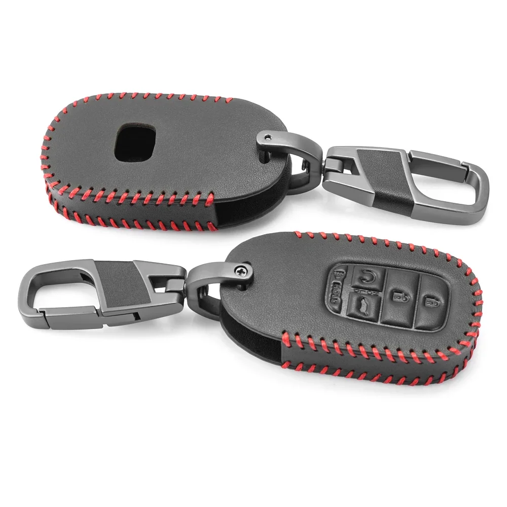 5 Buttons Leather Car Key Case Cover For Honda Civic Accord HR-V CR-V CRV 2021 2022 2023 Keychain Accessories