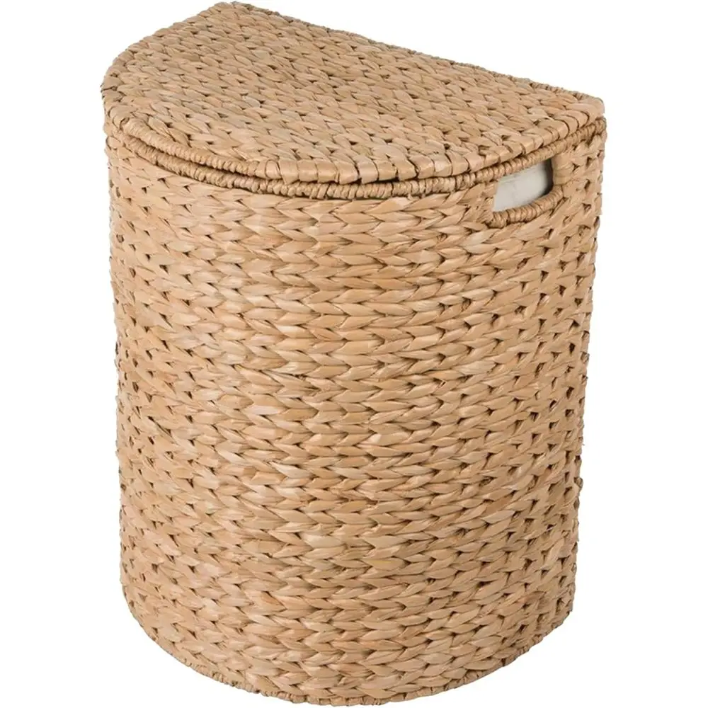 

Seagrass Hal Moon Basket, Handwoven Laundry Hamper Basket with Lid, Handles, & Removable Liner, Home Decor and Organization, Nat