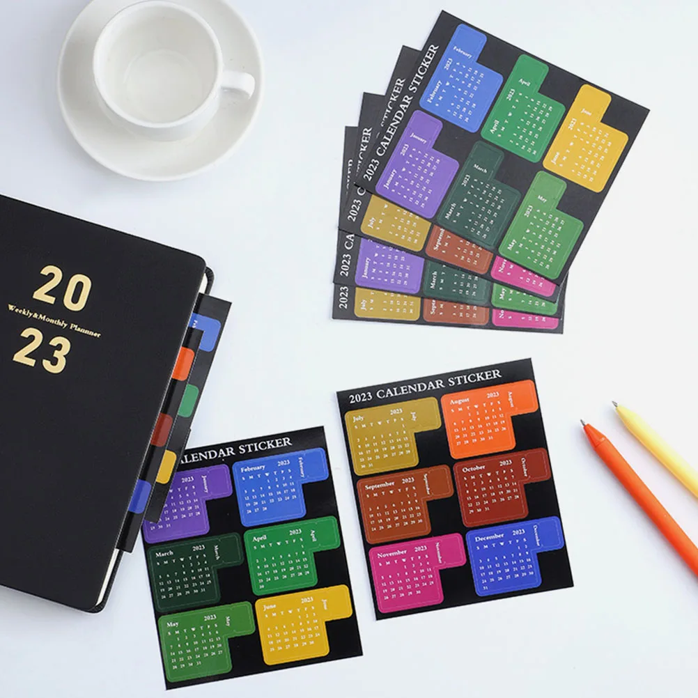 

DIY Planner Stickers 12 Sheets Multi-Function Book Tabs Convenient Household School Office Use Non-Fading Bright Colors