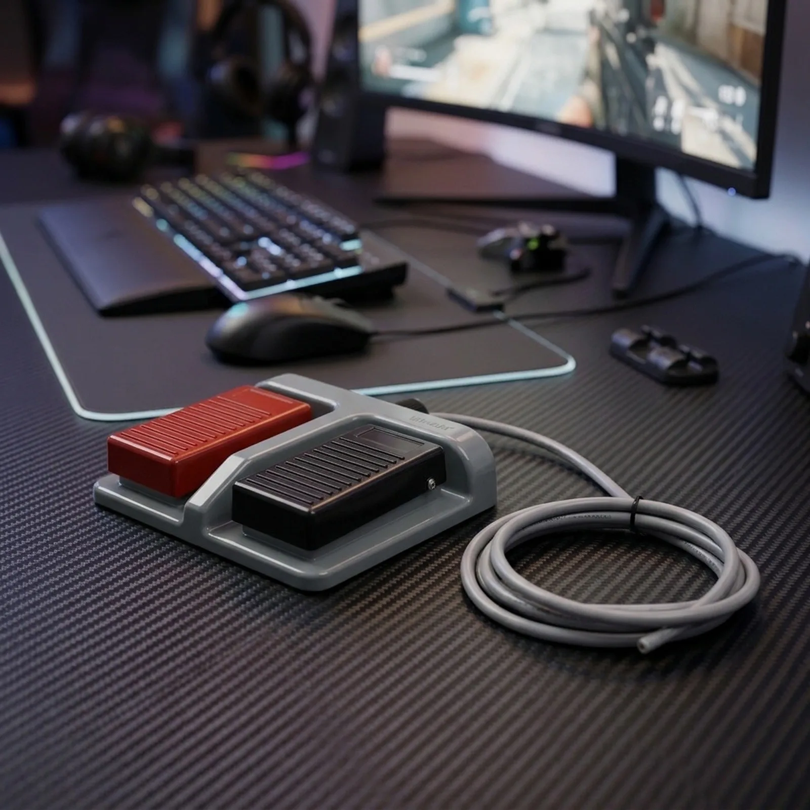 Red Black Dual Foot Switch Momentary Pedal Controller For Gaming Image Editing USB Wired Wireless Industrial Switch Accessories view 3
