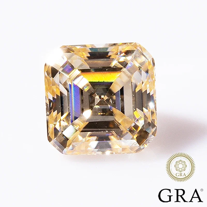 MOJY-piedra moissanita suelta de Color negro, corte de diamante Asscher 0,5 ~ 7.0ct con probador de paso de certificado, Material de joyería fina, gemas