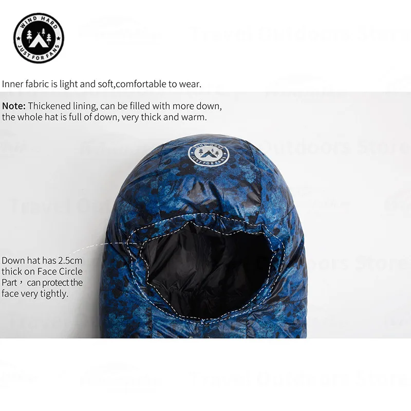 AEGISMAX WIND HARD 20D 650FP Hood with Neck Outdoor Down Hat Ultralight Camping Windpoof Caps Winter Snow Ski Warm for Men Women