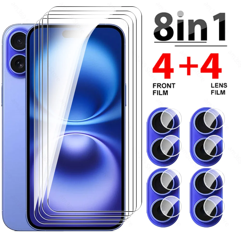 8To1 Glass For iPhone 16 Tempered Glass iPhone16 Pro Max iPhone16Pro 16ProMax 16Pro 16 Plus ProMax Camera Screen Protector Film