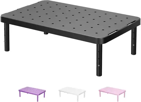 Adjustable Monitor Stand with Under-Desk Storage for Office and School, Black, 1 Pack