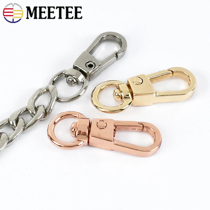 10Pcs 8mm Metal Buckles for Bag Strap Keychain Carabiner Swivel Lobster Clasp Pet Collar Hook Buckle DIY Hardware Accessories