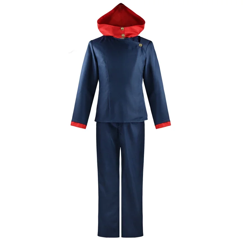 Itadori Yuji Cosplay Anime Jujutsu Kaisen Yuji Itadori Cosplay Kostuum Pruik Outfits Blauw/Zwart Top Broek Uniform voor Mannen Vrouwen