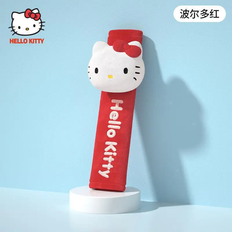 Sanrio hello kitty capa de cinto de segurança do carro macio decorar triângulo ajustável crianças cinto de segurança almofada clipes proteção acessórios do carro