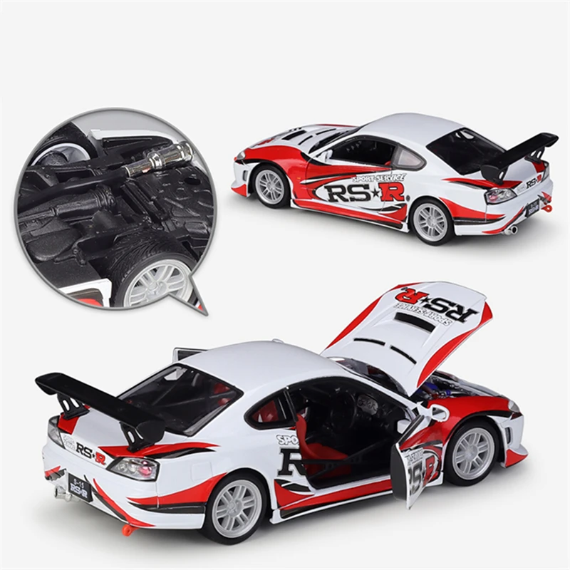 Welly 1:24 Nissan S15 RSR Alloy Track Racing Car Model Diecasts Metal Sports Car Model Simulation Collection Childrens Toys Gift