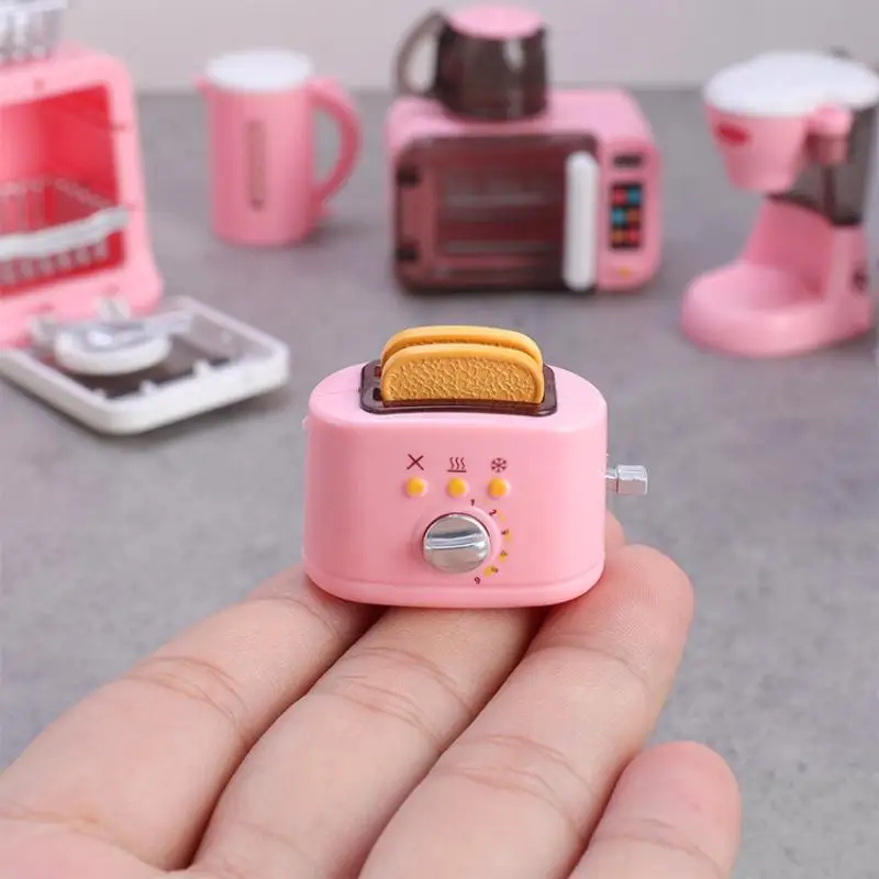 새로운 1세트 인형 집 액세서리 1:12 인형 집 미니어처 커피 머신, 계란 거품기, 빵 기계, 가전 장식 장난감