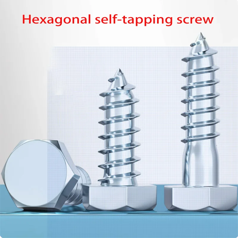 

1-50 Pcs External Hex Head Self Tapping Screw M6 M8 M10 M12 M16 Galvanizing Material Hexagon Head Screws Hardware Tools