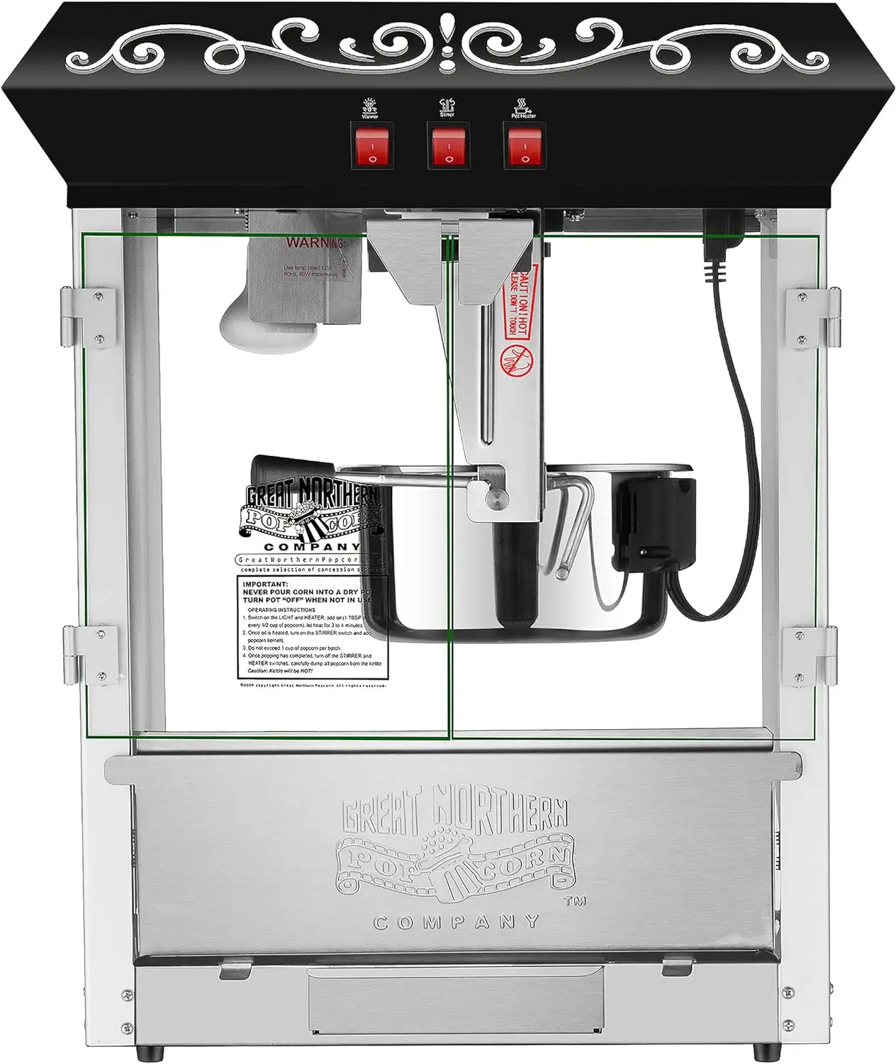 Great Northern 10 oz Perfect Popper Countertop Style Popcorn Machine Black