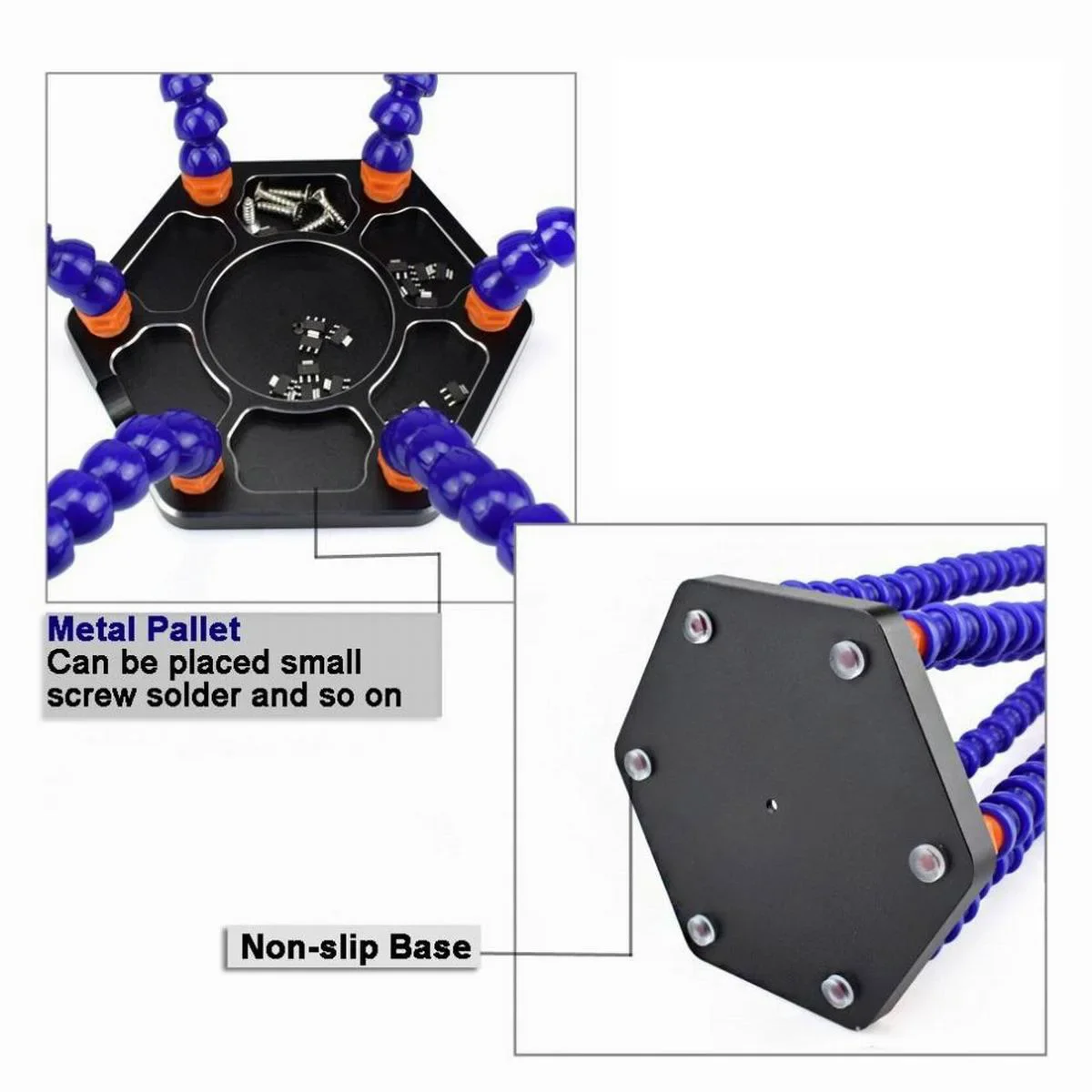 Helpende handen Derde arm Soldeerwerkstation 6 flexibele armen met precisie 360 graden krokodillenklem USB-vergrootglas Rc-gereedschap