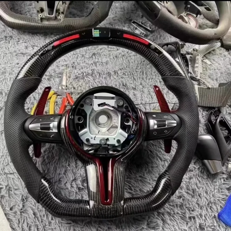 LED Car Steering Wheel Carbon Fiber Leather F Chassis 6 Series X3 X6 M3 M6 E Chassis Interior Accessories For BMW 3 Series