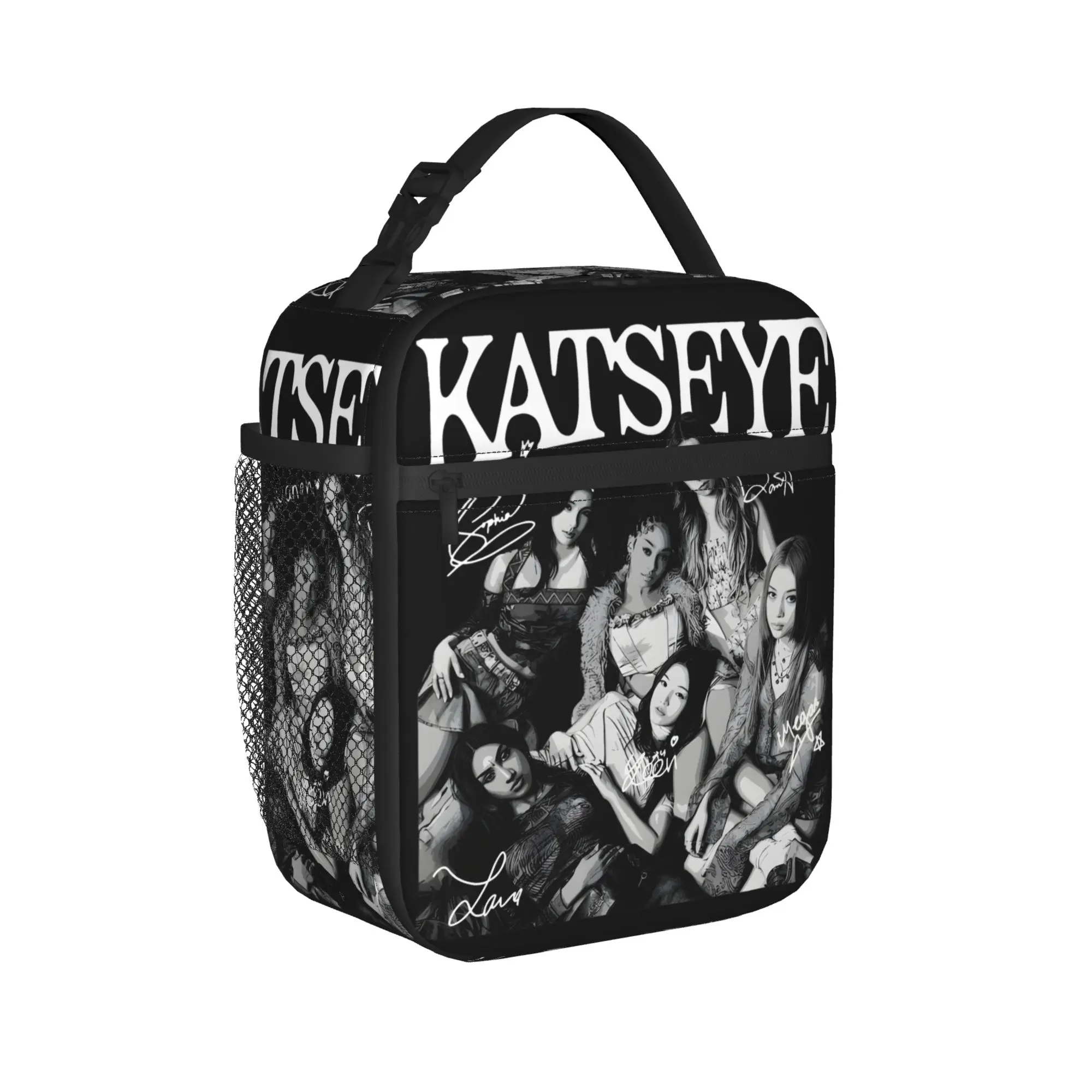 Katseye Girl Group Members Signatures Lunch Bag  School Lunch Box For Child Designer Tote Food Bags Portable Zipper Cooler Bag