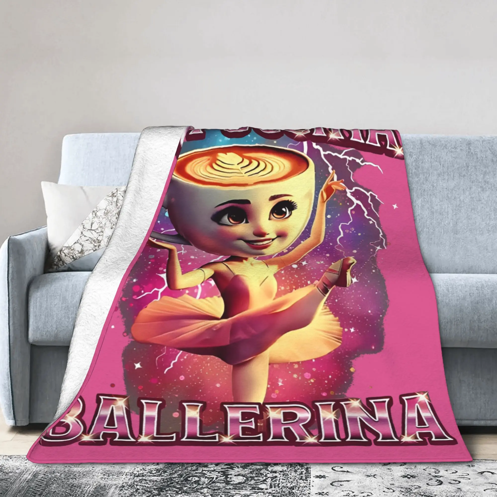 

Ballerina Cappuccina Italian Brainrot Meme Blanket Flannel Funny Breathable Throw Blankets for Home Restaurant Summer
