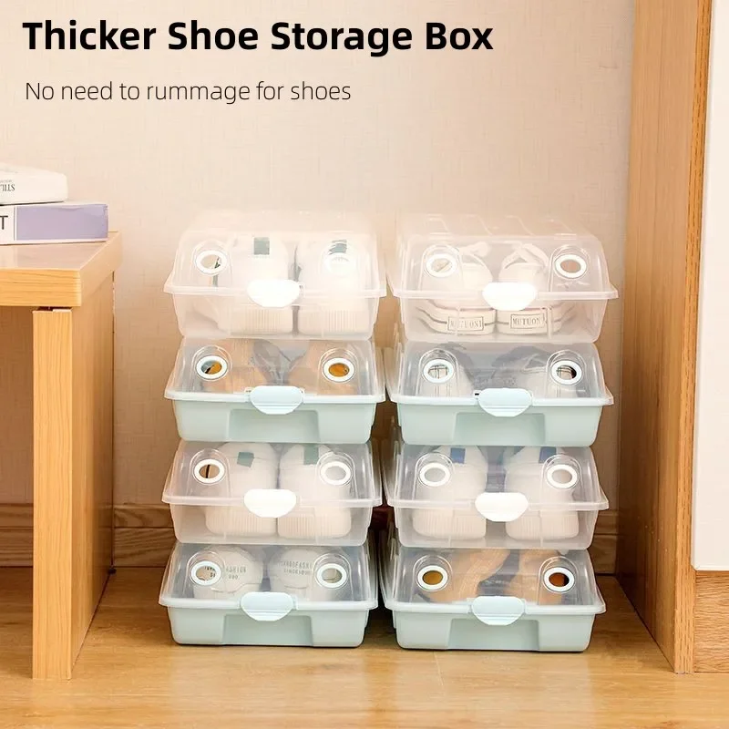 Transparent Shoe Box Plastic Dustproof Storage Boxes Thickened Organizer Case Stackable Combination Simple Shoes Cabinet