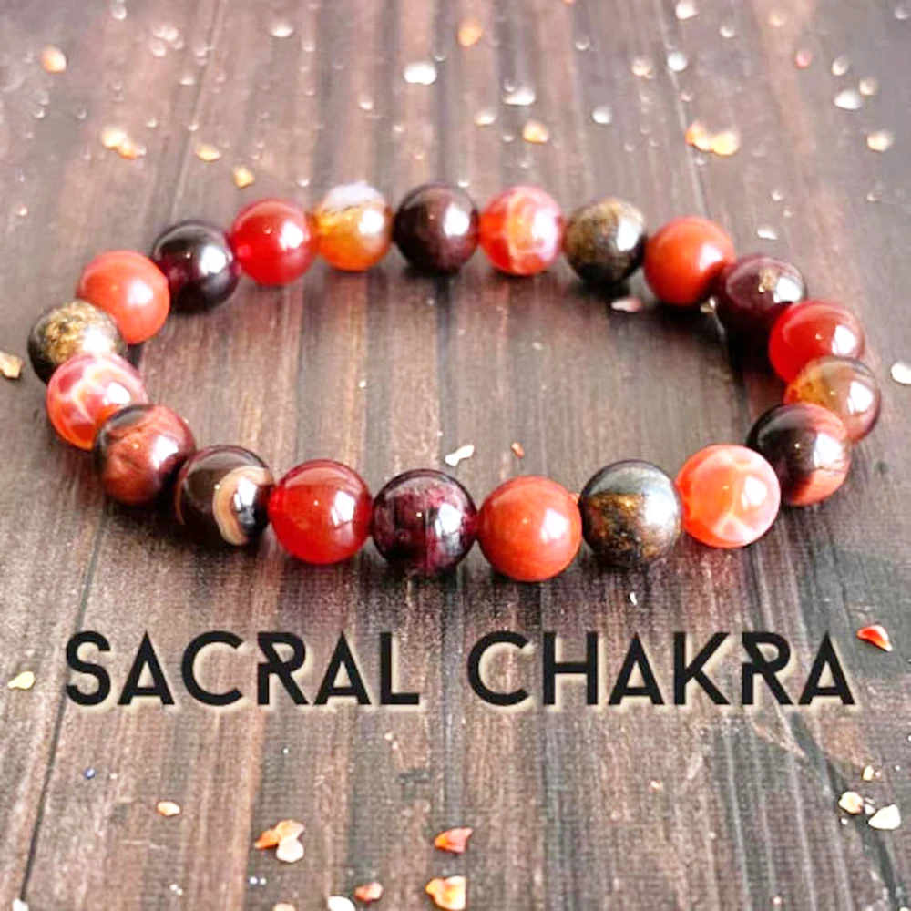 Ruberthen Sacral Chakra Wrist Mala Natural Garnet Red Agate Bracelet Opening Ourselves up to Pleasure