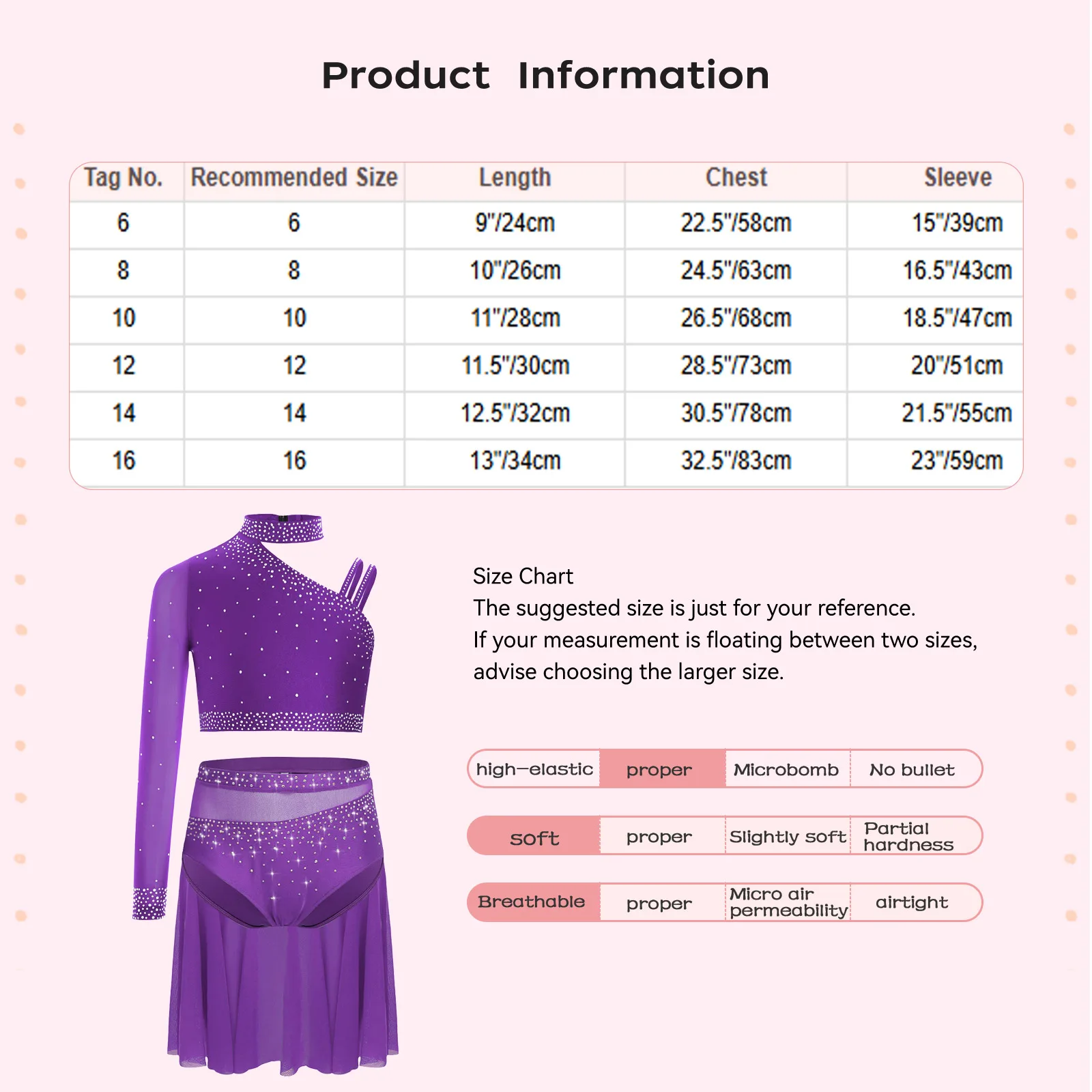 Kids Girls Lyrical Dance Outfit Sparkly Rhinestones Irregular Shoulder Crop Top+Sheer Mesh Skirt Set Figure Skating Dance Dress