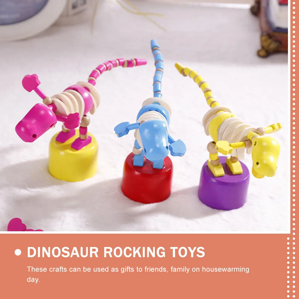 2 stuks dinosaurus schommeldier in de vorm van houten speelgoed kinderen educatief swingend cartoon interieur versterken vinger