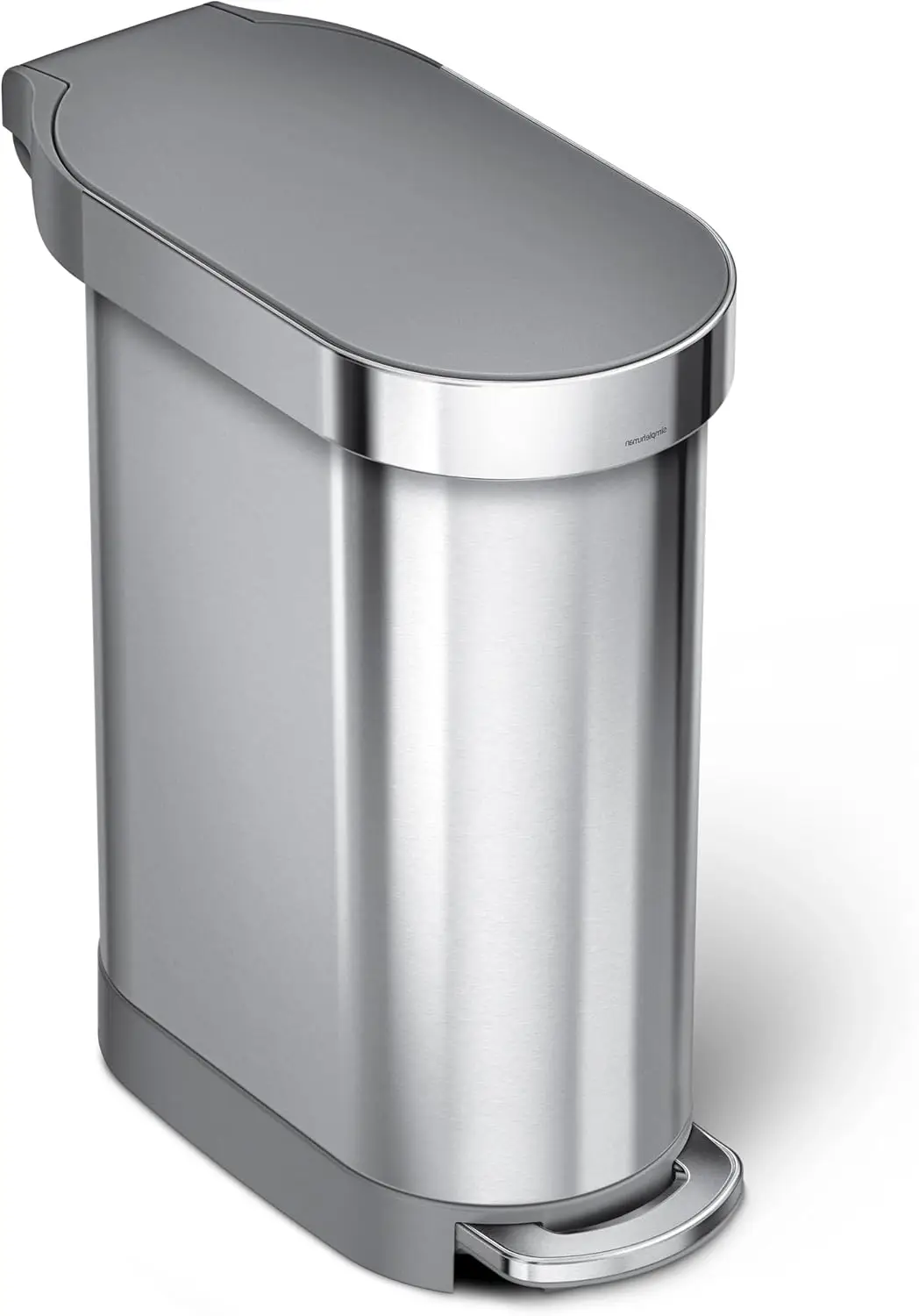

45L Slim Hands-Free Kitchen Step Trash Can with Silent Close Lid, Fingerprint-Proof Stainless Steel