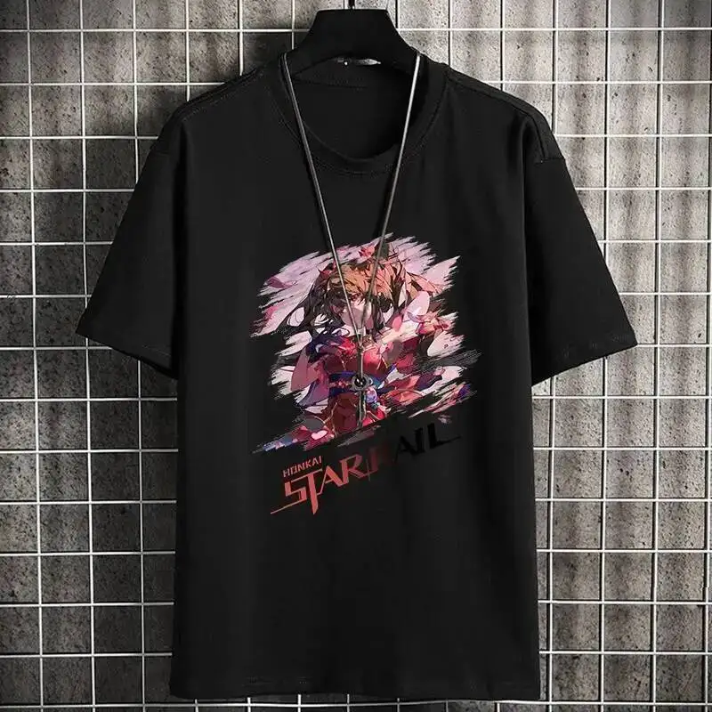 Anime Gra Honkai: Star Rail Cos Acheron Jingliu Sparkle Kafka Imbibitor Lunae itp. Prosta koszulka letnia unisex z bawełny
