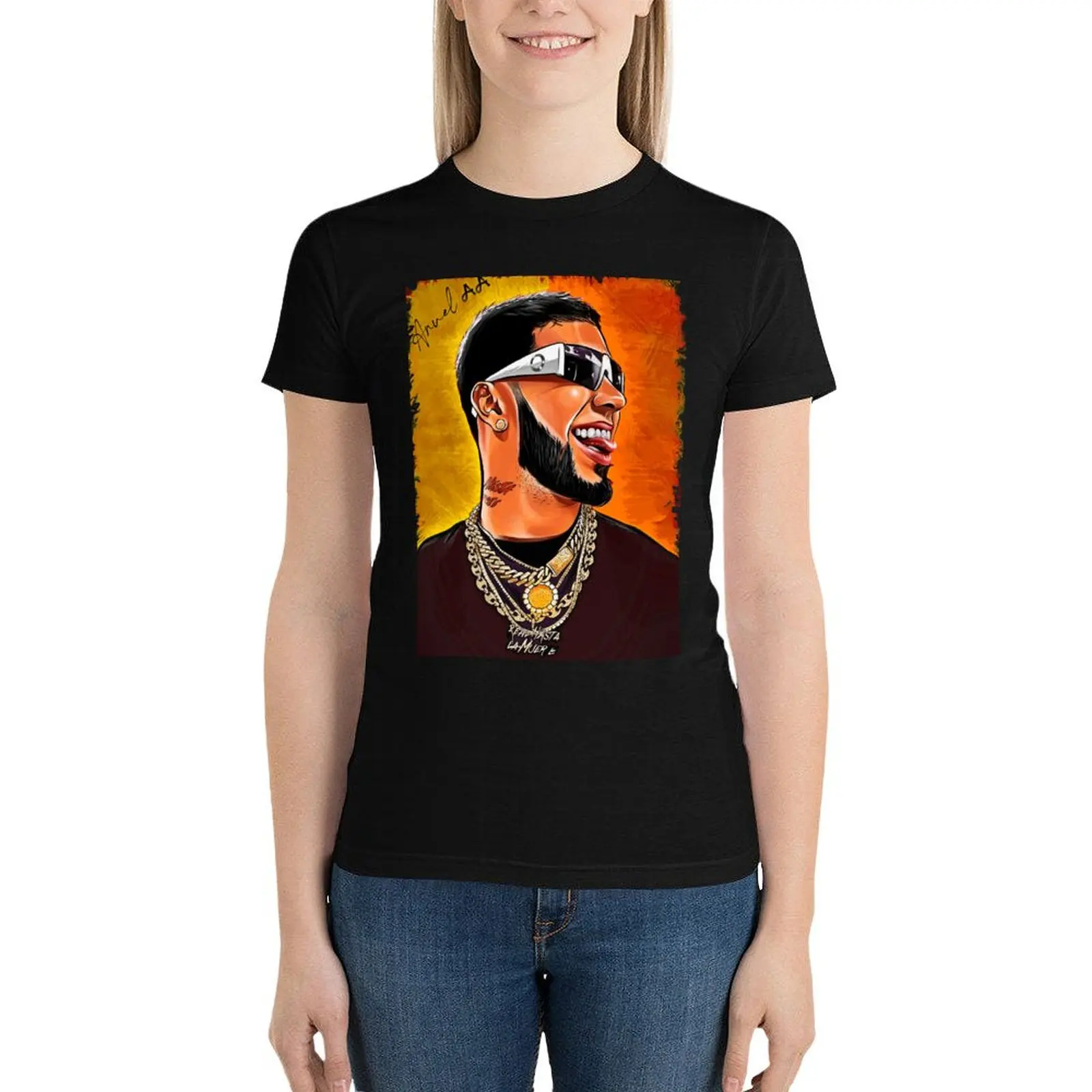 ? Anuel AA? Sztuka? T-shirt słodkie topy letni top koszulki dla kobiet