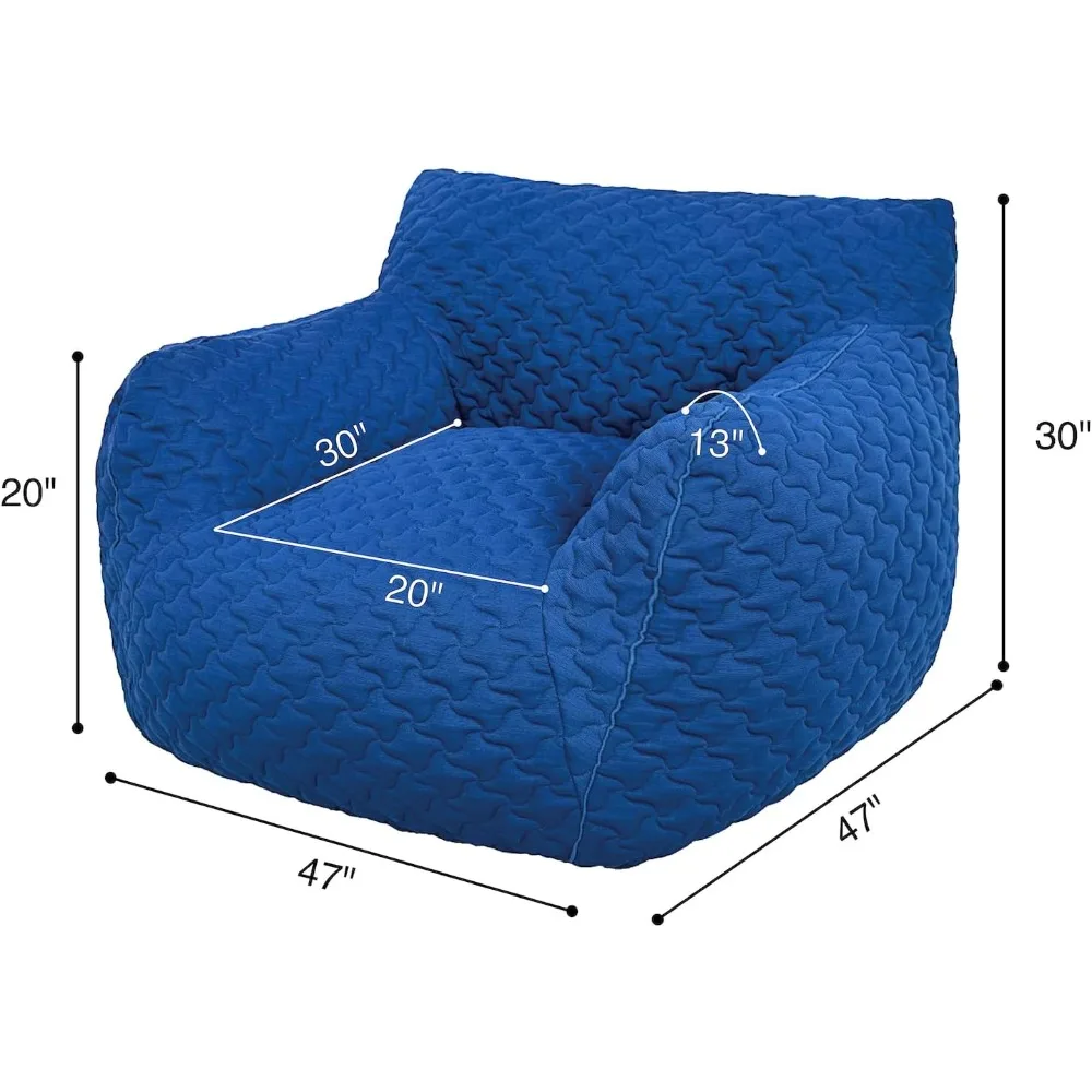 Bean bag sofa is made of 3D quilted fabric,which is soft Spacious enough to fit any body type Suitable for bedrooms,living rooms