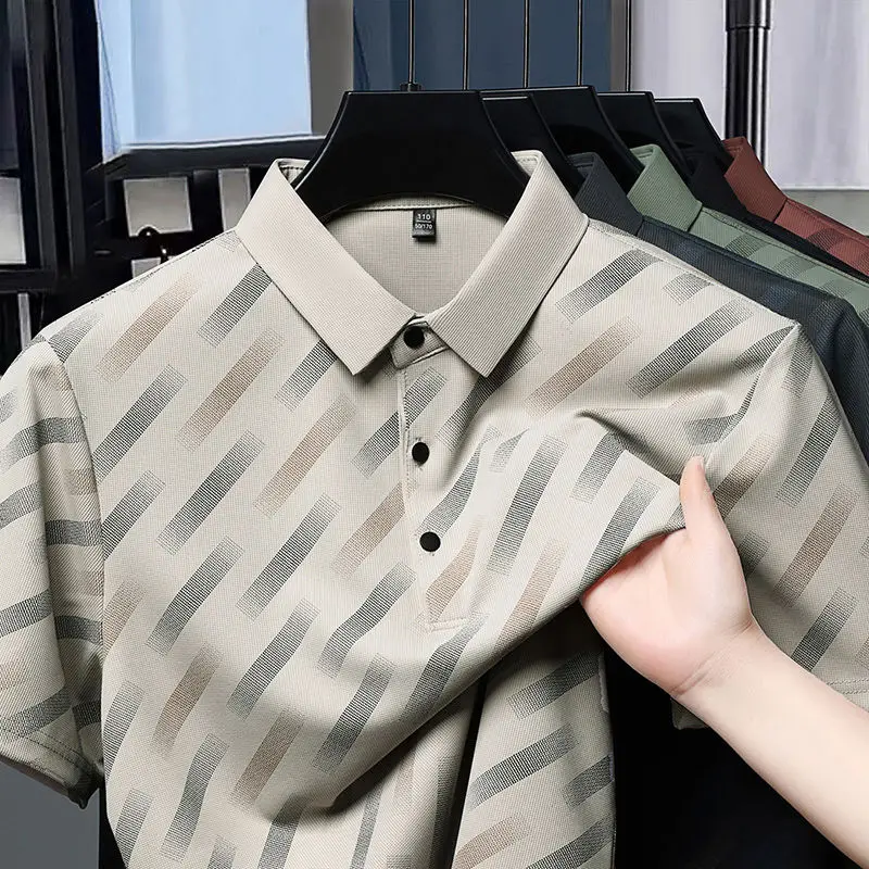 

Summer New Style Lapel Men's Thin Short sleeved T-shirt Business Casual POLO Top